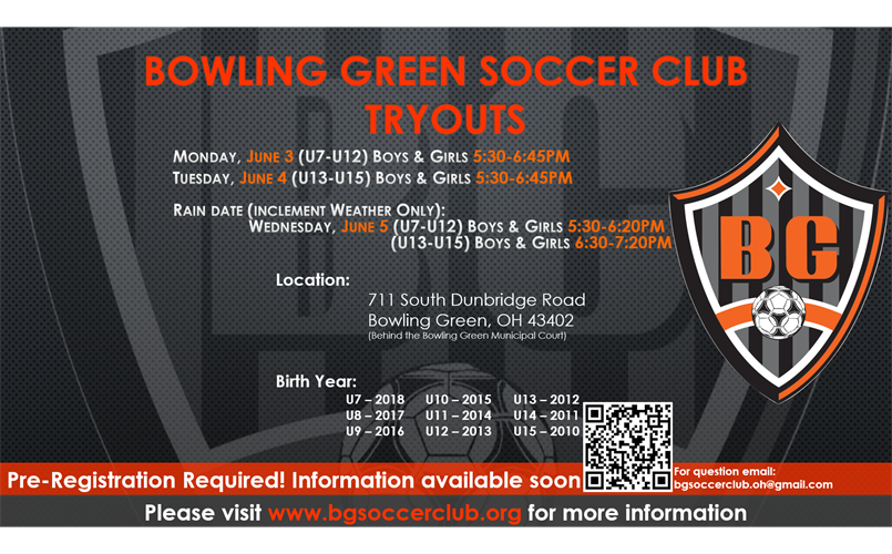 2024-2025 BG Soccer Club Tryouts Dates Announced.