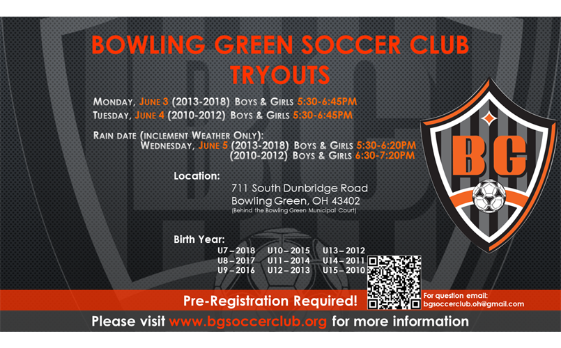 Tryouts dates announced for the 2024-2025 soccer year!